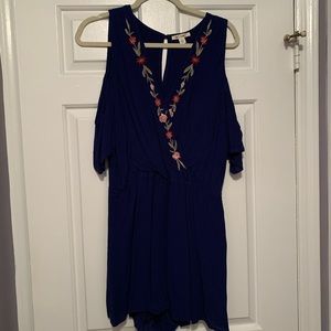 Blue Cold Shoulder Romper